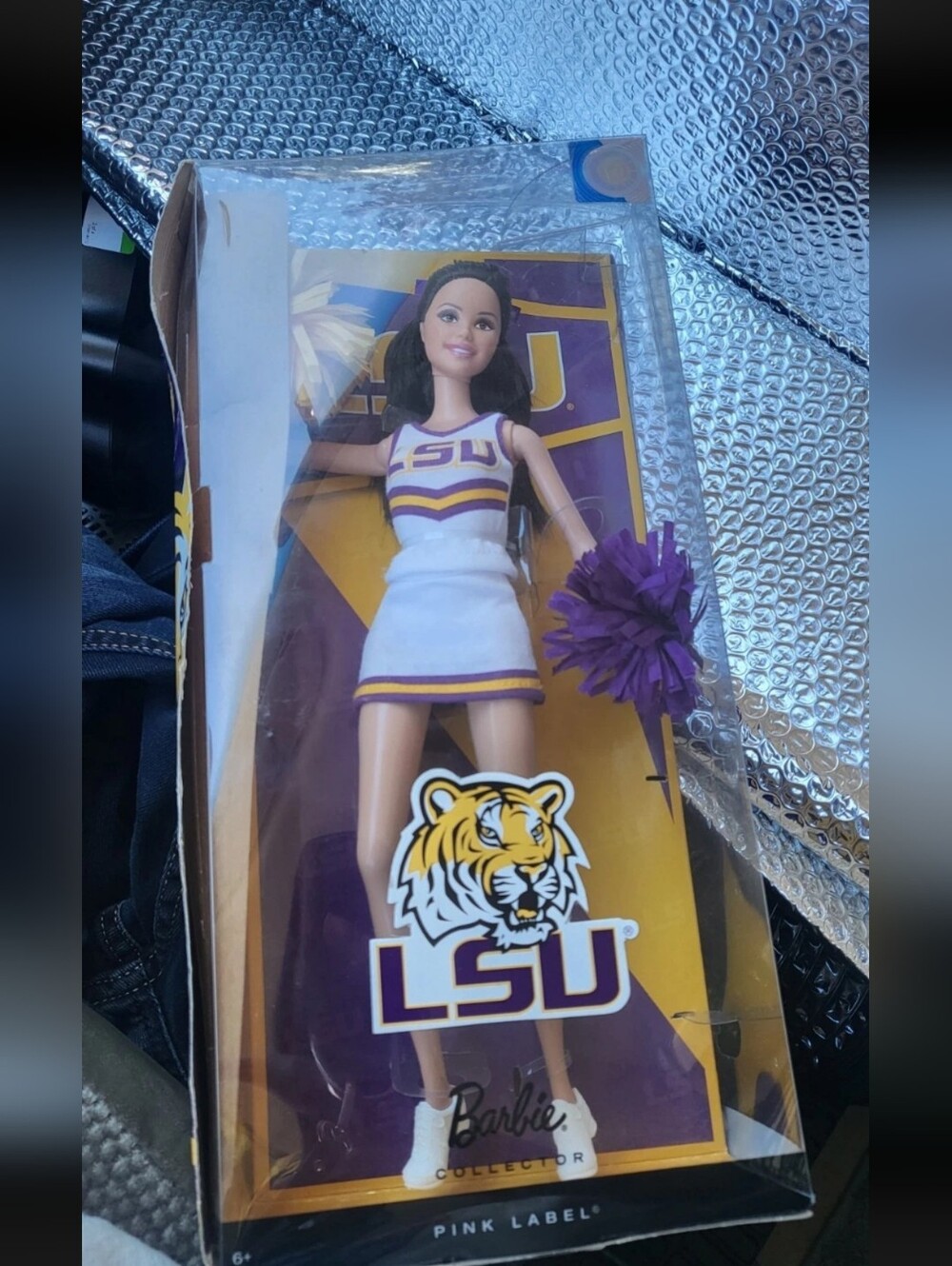LSU Barbie Collector Pink Label Cheerleader Doll Mattel W3519 Box Wear